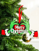 Axyaa Christmas Acrylic Ornaments Green Hands & Red Heart Festive Decor