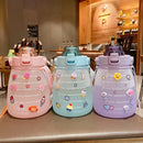 Axyaa 1.3L Straw Water Bottle for Outdoor Travel Sport Fitness - Cute Student Drinkware