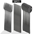 Axyaa Black Stainless Steel Cutlery Set - 18 Pieces