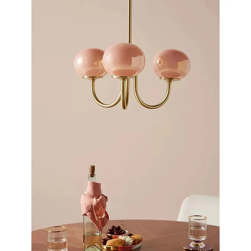 Axyaa Pink Bedroom Pendant Light: French Vintage Cream Style, Medieval Warm Living Room Lighting