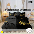 Axyaa Crown Print Duvet Cover Set - Queen or King Size - Breathable & Machine Washable