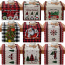 Axyaa Christmas Table Runner with Gnome Elk Tree Snowflake Print