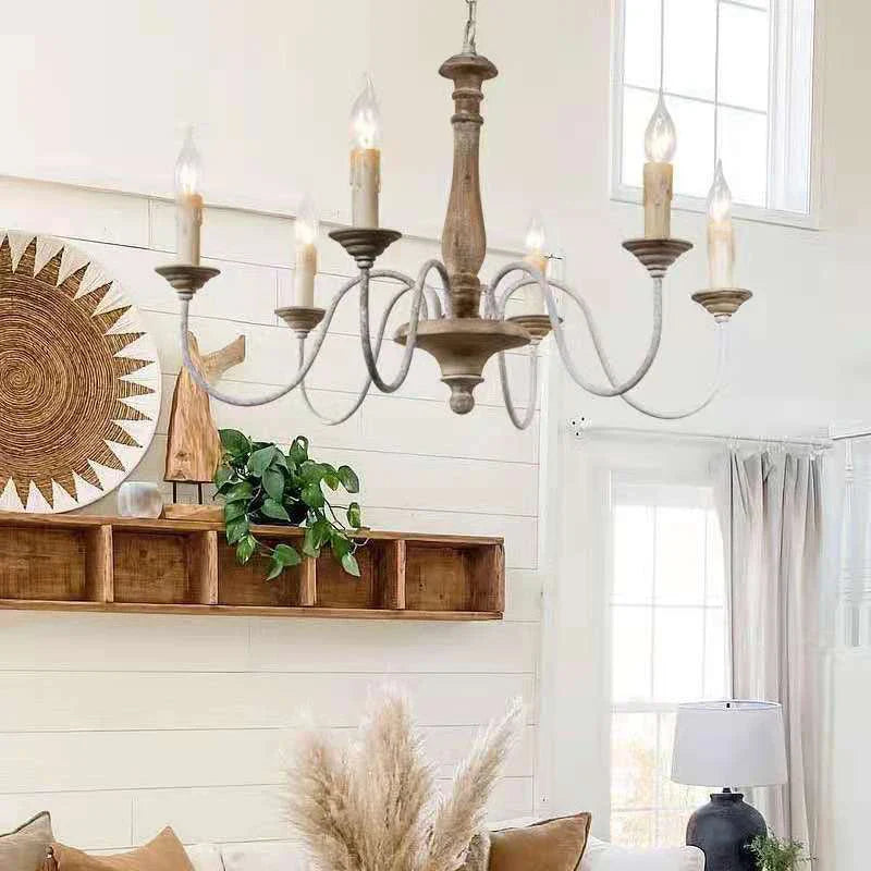Axyaa Rustic Wooden Chandelier for Home Decor and Lighting