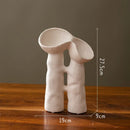 Axyaa Geometric Stoneware Vase Abstract Irregular Open Flower Home Decor