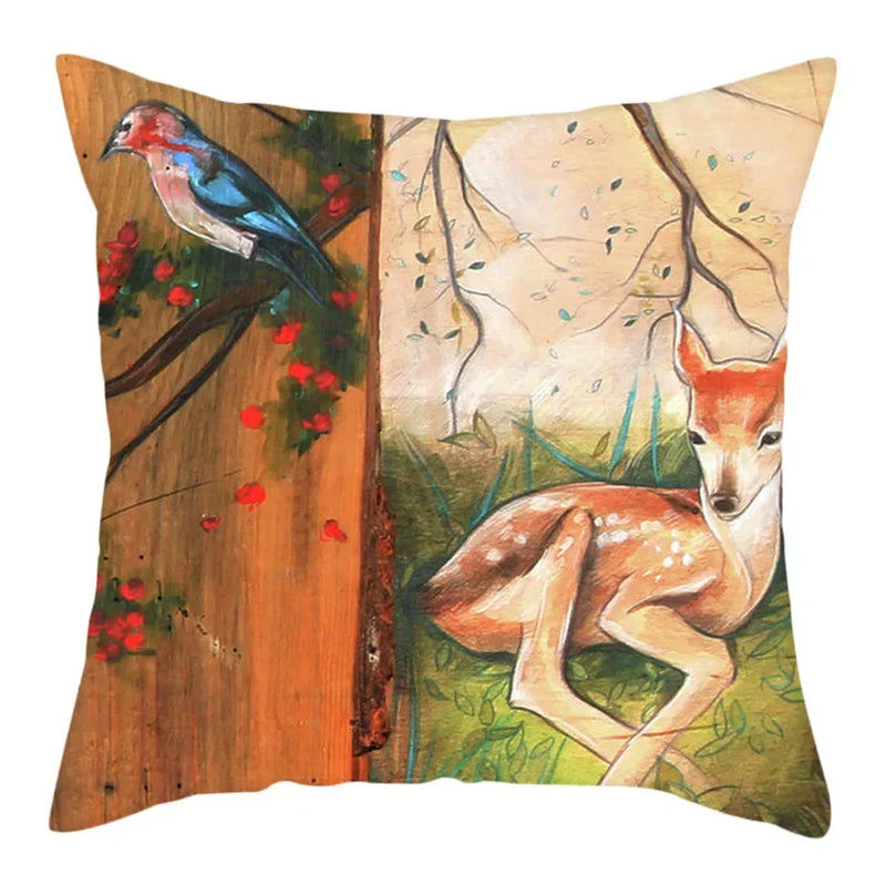 Blue Bird Print Cushion Cover by Axyaa - Home Decor Pillow Case for Sofa Bed