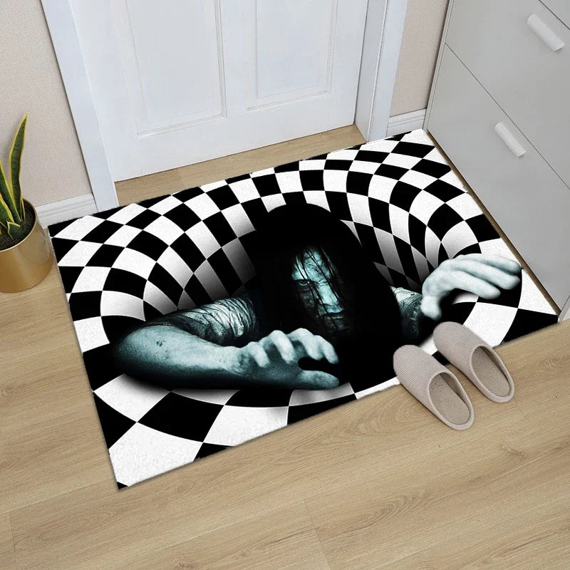Axyaa 3D Optical Illusion Entrance Carpet: Trippy Living Room Rug for Hallway, Bedroom, Bathroom