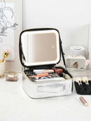 Axyaa LED Travel Makeup Bag with Adjustable Mirror & DIY Dividers