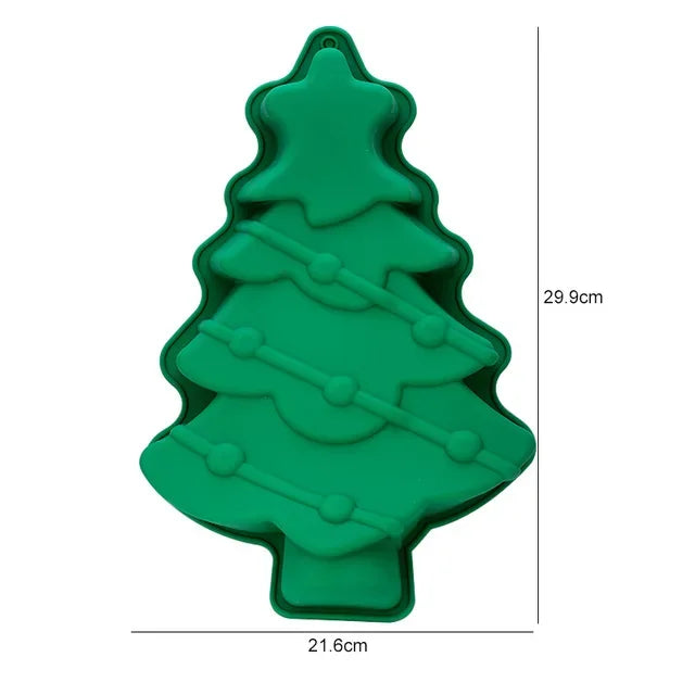 Silicone Christmas Chocolate Mold Set Snowflake Tree Stars Elk Snowman Axyaa