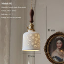Axyaa Nordic Ceramic Pendant Ceiling Light, Modern Brass Socket Hanging Lamp