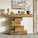 Axyaa Farmhouse Wood Console Table with Geometric Base for Entryway & Living Room