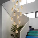 Axyaa Crystal Chandelier LED Pendant Lamp Modern Design Gold Hanging Light