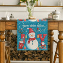 Holiday Table Runner Set by Axyaa: Festive Snowman Deer Dwarf Decor for Kitchen Party