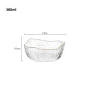 Axyaa Japanese Style Iceberg Glass Bowl with Gold Rim, Large Size