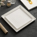 Axyaa Ceramic Steak Plate - White Square Texture Artistic Conception Tableware