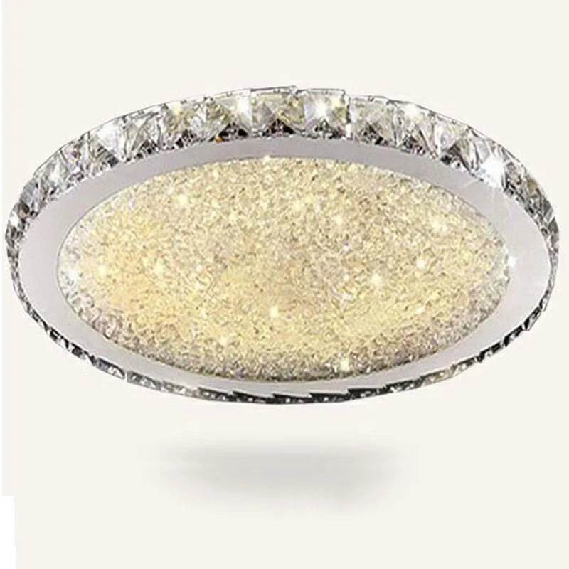 Axyaa Circular Crystal Ceiling Light with LED Bulbs for Home, Living Room, Bedroom, Restaurant
