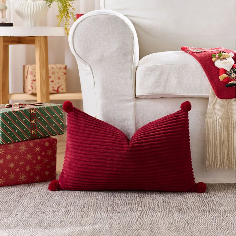 Axyaa Christmas Deer Star Pillow Cover - Cozy Soft Plush Striped 45x45cm