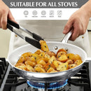 Axyaa CS 8/12" Stainless Steel Frying Pan with Lid, Non-Stick Ceramic Coating