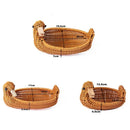 Axyaa Rattan Fruit Plate - Multipurpose Woven Animal Style Storage Tray