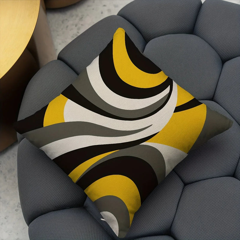 Abstract Geometric Printing Pillowcase in Yellow, Black, White, Gray for Axyaa Pillows