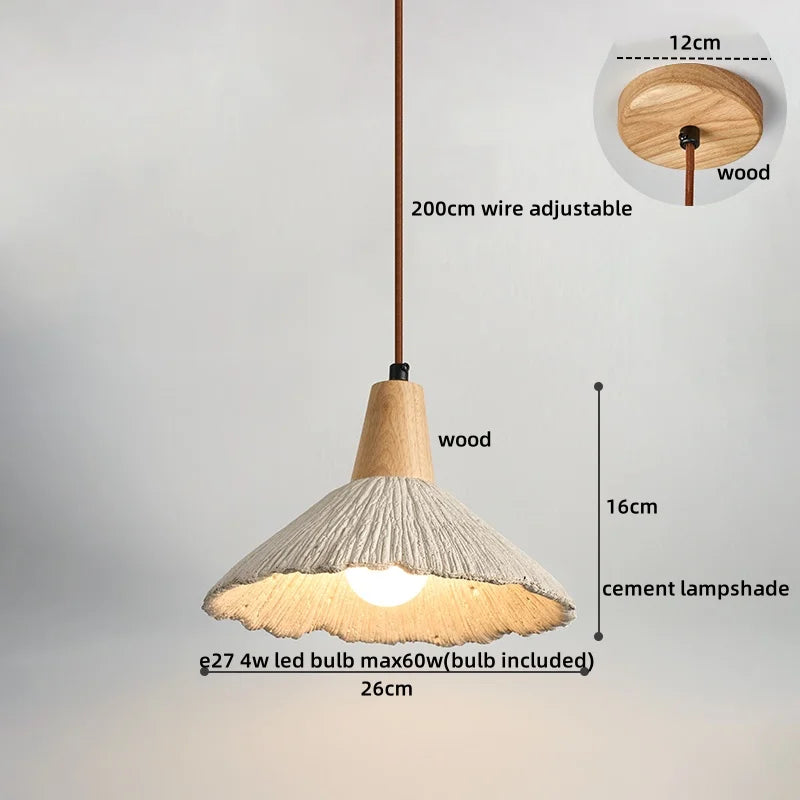 Axyaa LED Pendant Lights Modern Style Cement Wood Hanging Lamp