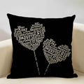 Axyaa Black White Yellow English Letter Design Linen Pillowcase 45x45cm