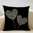 Axyaa Black White Yellow English Letter Design Linen Pillowcase 45x45cm