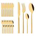 Axyaa 32-Piece Gold Stainless Steel Cutlery Set - Western Kitchen Flatware