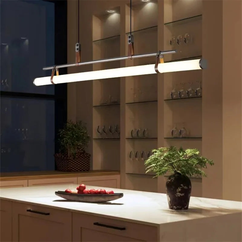 Axyaa Mid Century Modern Tube Chandelier in Black and Gold