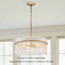 Axyaa 5-Light Brushed Brass Crystal Glass Chandelier - Contemporary Modern Pendant Light