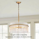 Axyaa Crystal Glass Chandelier Pendant Light, 5-light Brushed Brass Finish, Modern Cylinder