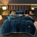 Axyaa King Milk Velvet Bedding Set - Ultra-thick, Skin-friendly, Antistatic Quilt Cover