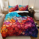 Axyaa Diamond Plaid Duvet Cover Set with 2 Pillowcases - Polyester, Breathable