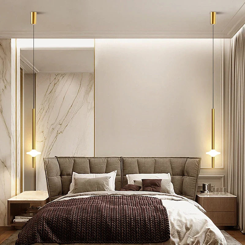 Axya LED Pendant Light: Nordic Modern Ceiling Bedroom Chandelier