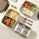 Axyaa Stainless Steel Divided Lunch Box with Compartments