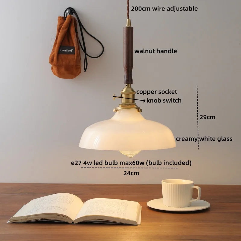 Axyaa Copper Ceramic LED Pendant Light with Knob Switch Fixtures