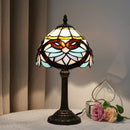 Axyaa Baroque Style Stained Glass Table Lamp Vintage Desk Small Bedside Bedroom Office Reading