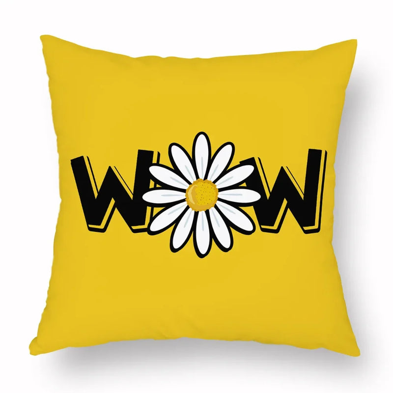 Axyaa Yellow Daisy Peach Skin Pillowcase