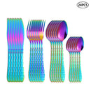 Axyaa 24pc Colorful Stainless Steel Tableware Set for Family & Restaurant