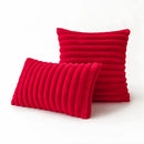 Axyaa Red Rabbit Fur Throw Pillow Covers Set, Cozy Christmas Home Decor