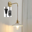 Axyaa Ceramic LED Wall Lamp with Pull Chain Modern Copper Wandlamp