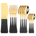 Axyaa 16-Piece Pink Gold Stainless Steel Cutlery Set - Dinnerware Flatware Tableware Kit