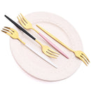 Axyaa Gold Fruit Cake Set: Mirror Stainless Steel Tea Fork, Snack Dessert, Small Salad Cutlery