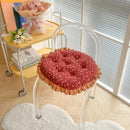 Axyaa Small Floral Rattan Chair Seat Cushion with Lace Round Design