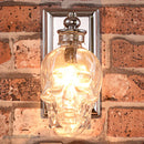 Axyaa Retro Loft Skull Bones Wall Lamp, Clear Glass Bottle Sconces Industrial Home Decor