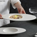 Axya White Ceramic Oval Dinner Soup Plate Snack Pasta Sushi Home Tableware