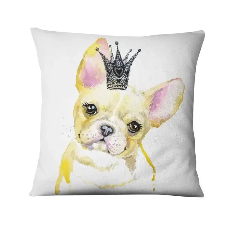 Axyaa French Bulldog Gift Cushion: Decorative Sofa Throw Pillow with American Cartoon Pet Print