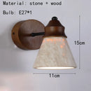 Axyaa Stone Wall Light Dark Wood E27 Bulb - Bedroom, Parlor, Dining Room