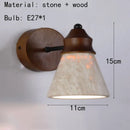 Axyaa Stone Wall Light Dark Wood E27 Bulb For Bedroom, Parlor, Dining Room