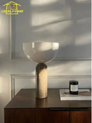 Axyaa Mushroom Table Lamp LED Marble Light Fixtures Minimalist Modern Design