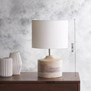 Axyaa Wood Table Lamps with LED, Linen Lampshade for Living Room, Office, and Bedroom